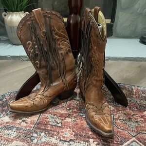 Fringed Western Leather Boots